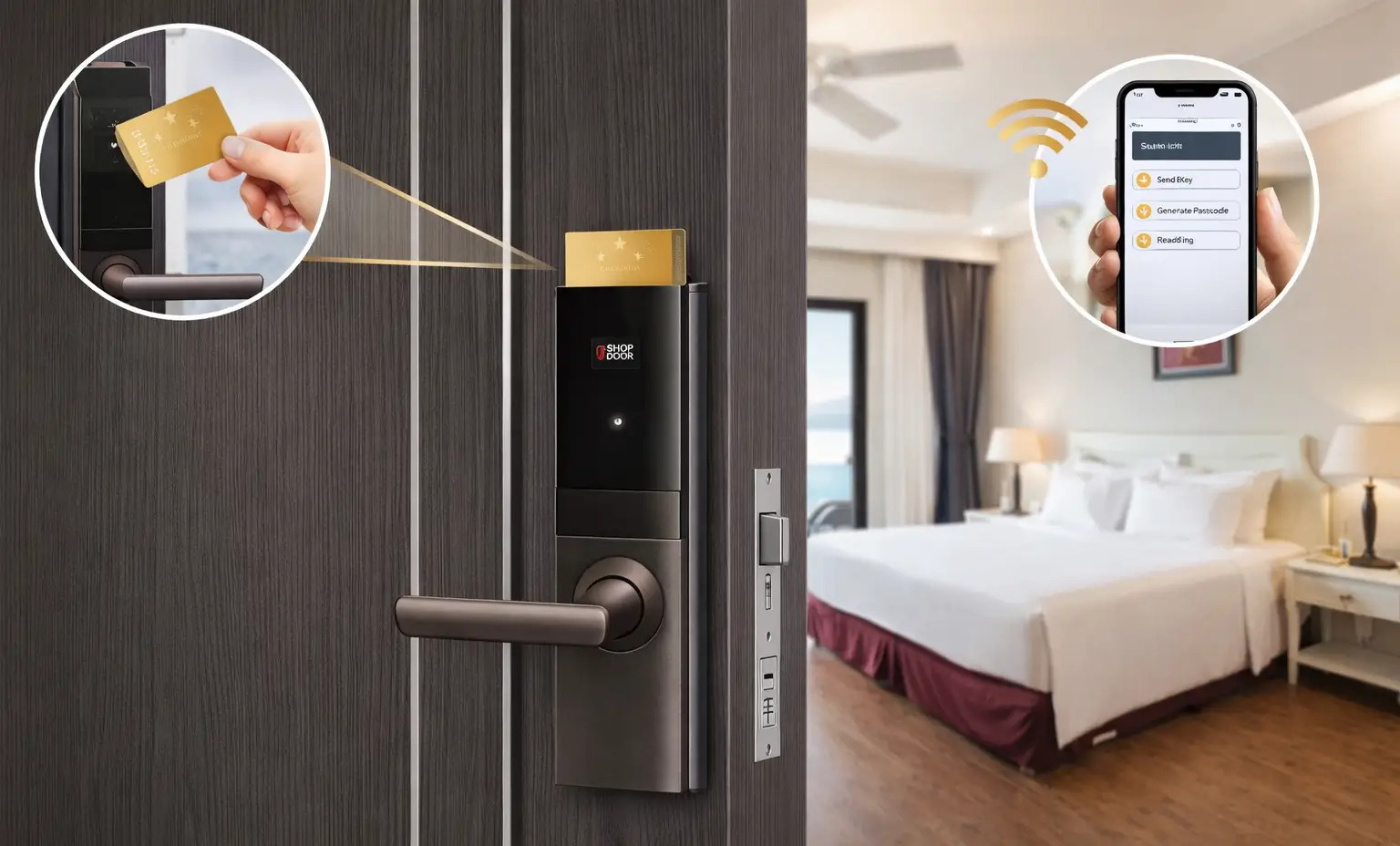 Giải pháp cửa gỗ nhựa tích hợp khóa thẻ từ điện tử thông minh cho khách sạn Tân Bình