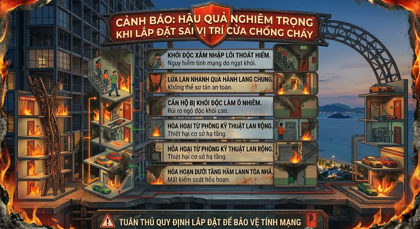 Cảnh báo hậu quả khi lắp đặt sai vị trí cửa chống cháy chung cư