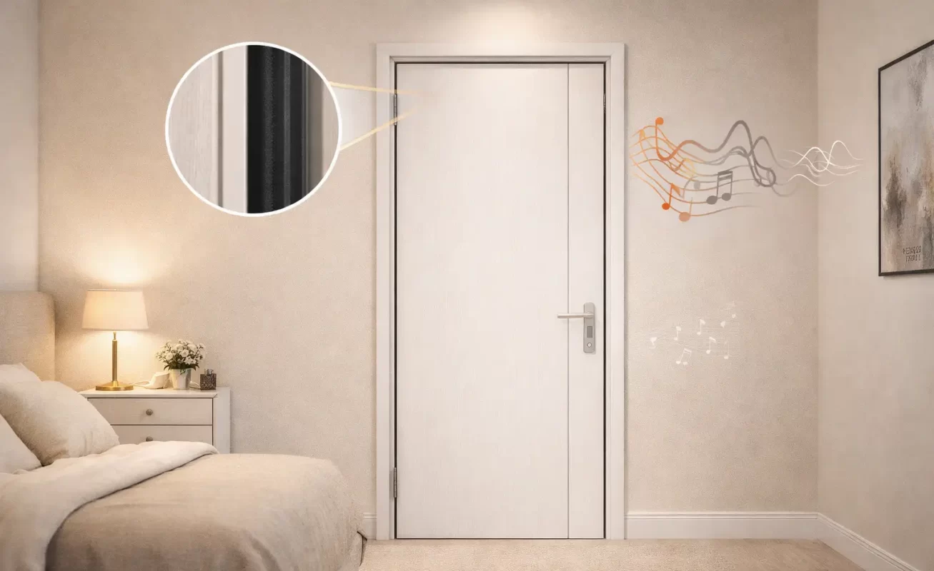 Hệ gioăng cao su giảm chấn giúp cửa nhựa gỗ composite triệt tiêu tiếng ồn phố thị Gò Vấp