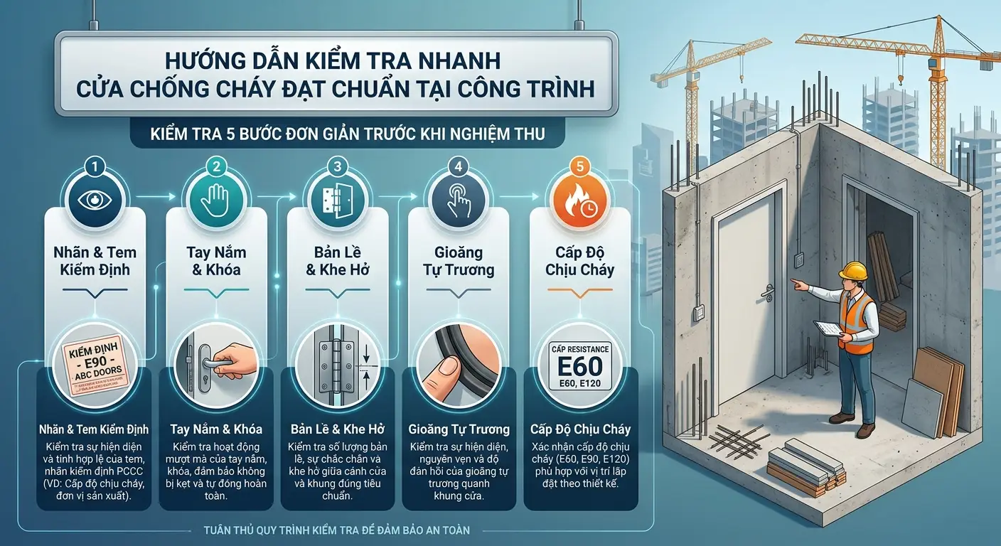 Hướng dẫn kiểm tra nhanh cửa chống cháy đạt chuẩn tại công trình Nha Trang