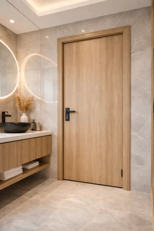 Lắp đặt cửa nhựa giả gỗ cho nhà vệ sinh kháng nước tuyệt đối tại nhà phố Quận Gò Vấp