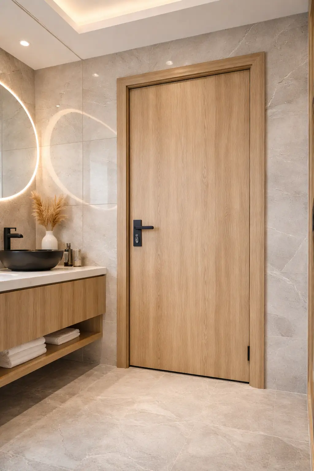 Lắp đặt cửa nhựa giả gỗ cho nhà vệ sinh kháng nước tuyệt đối tại nhà phố Quận Gò Vấp