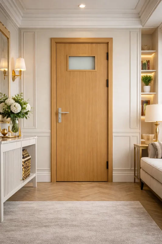 Mẫu cửa composite Quận 3 TPHCM tông màu gỗ sồi thanh lịch cho biệt thự