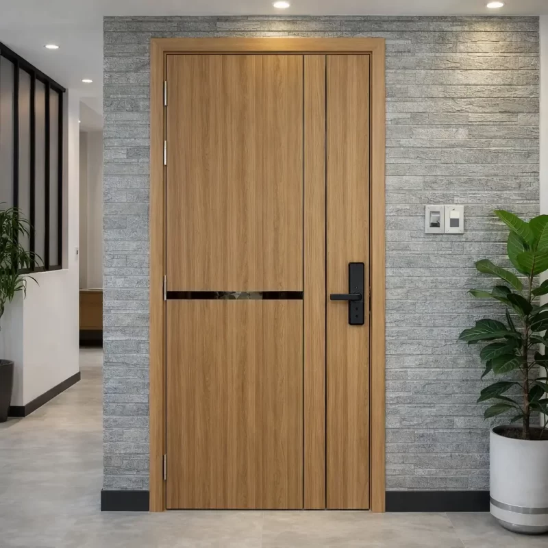 Mẫu cửa gỗ nhựa composite bền đẹp cho nhà phố hiện đại tại TPHCM