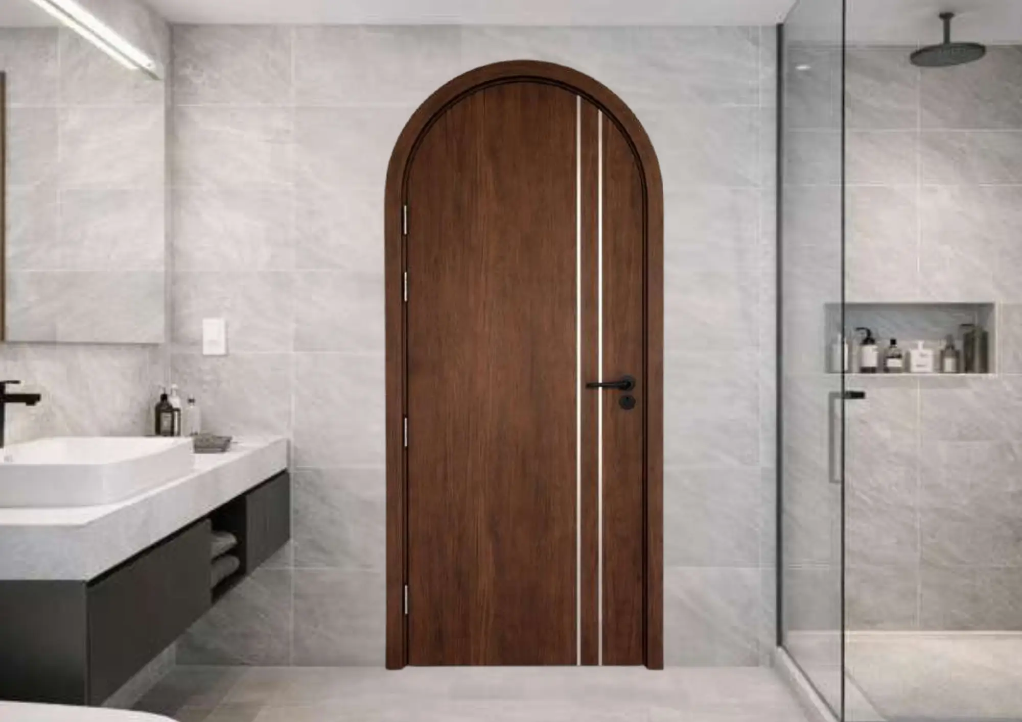 mẫu cửa nhựa gỗ composite vân gỗ óc chó