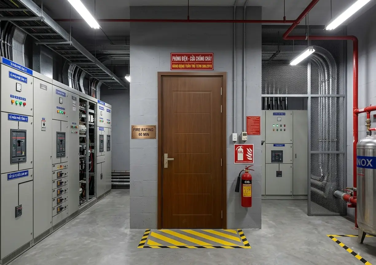 Lắp đặt cửa chống cháy tiêu chuẩn cho phòng điện tòa nhà tại Nha Trang