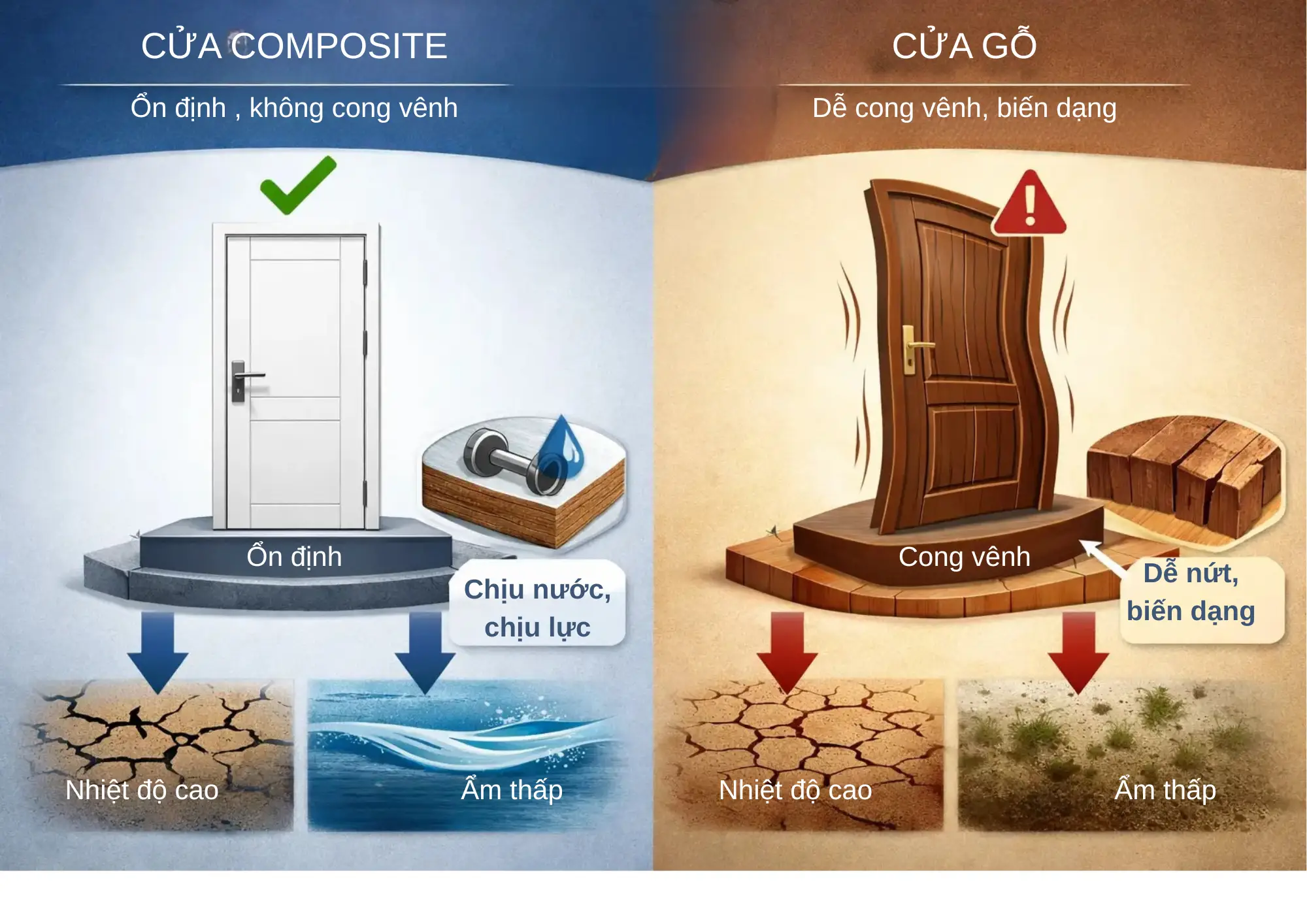 Cửa nhựa composite chống nước tuyệt đối cho nhà vệ sinh căn hộ ven biển