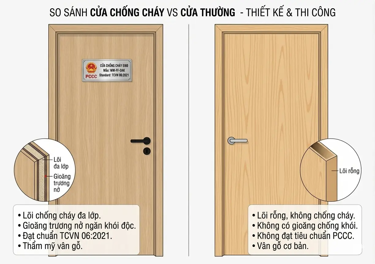 So sánh khả năng cách âm giữa cửa thép chống cháy và cửa gỗ tự nhiên