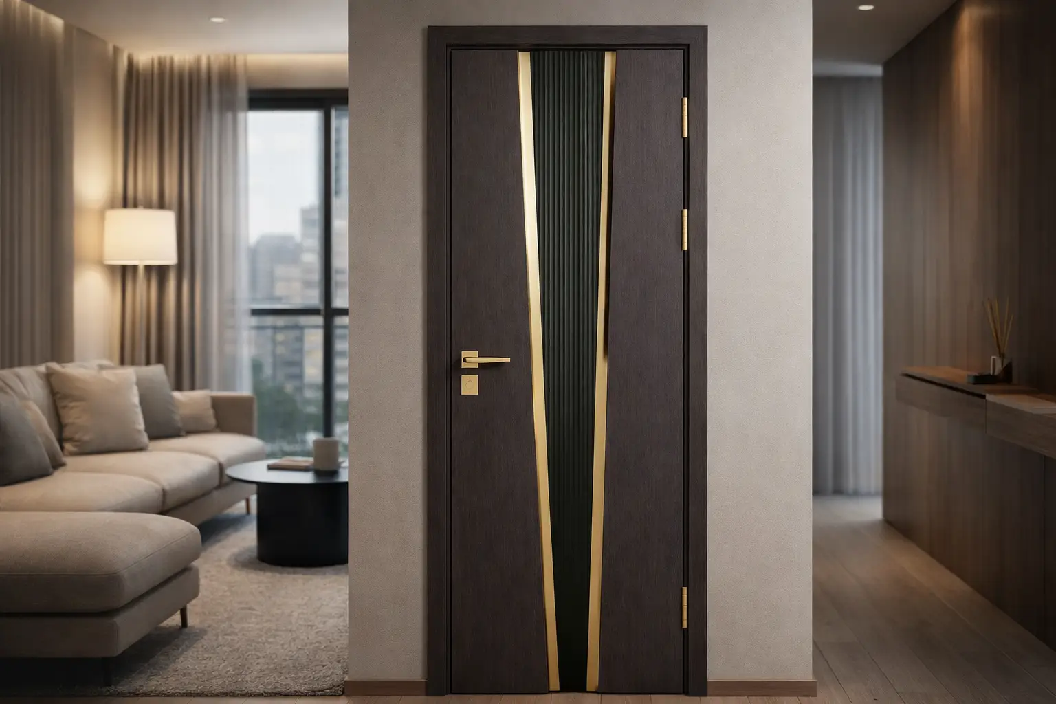 Thiết kế nội thất cửa composite căn hộ chung cư hiện đại cần sự yên tĩnh