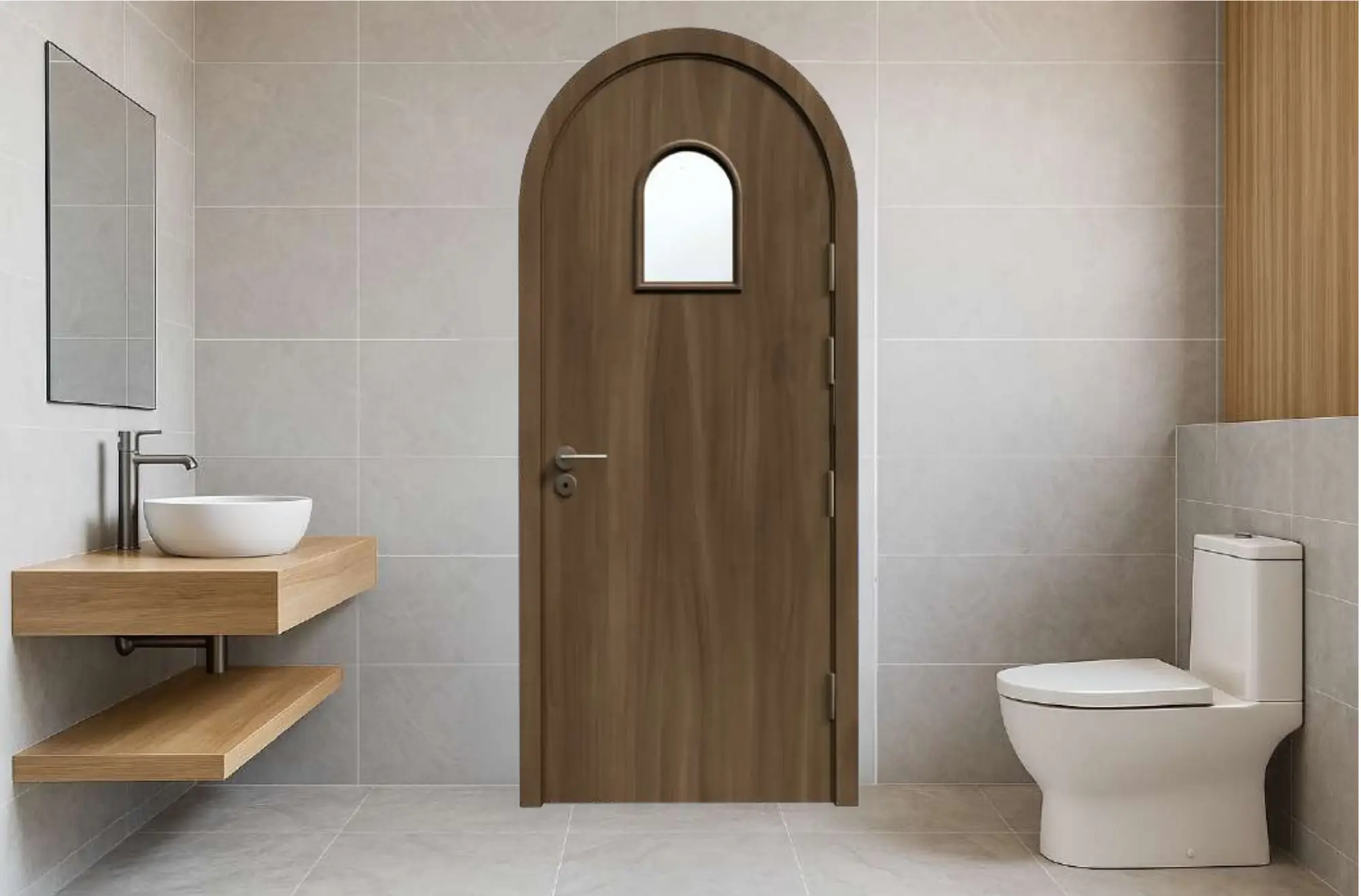 Cửa vòm nhà vệ sinh nhựa composite ô kính lấy sáng