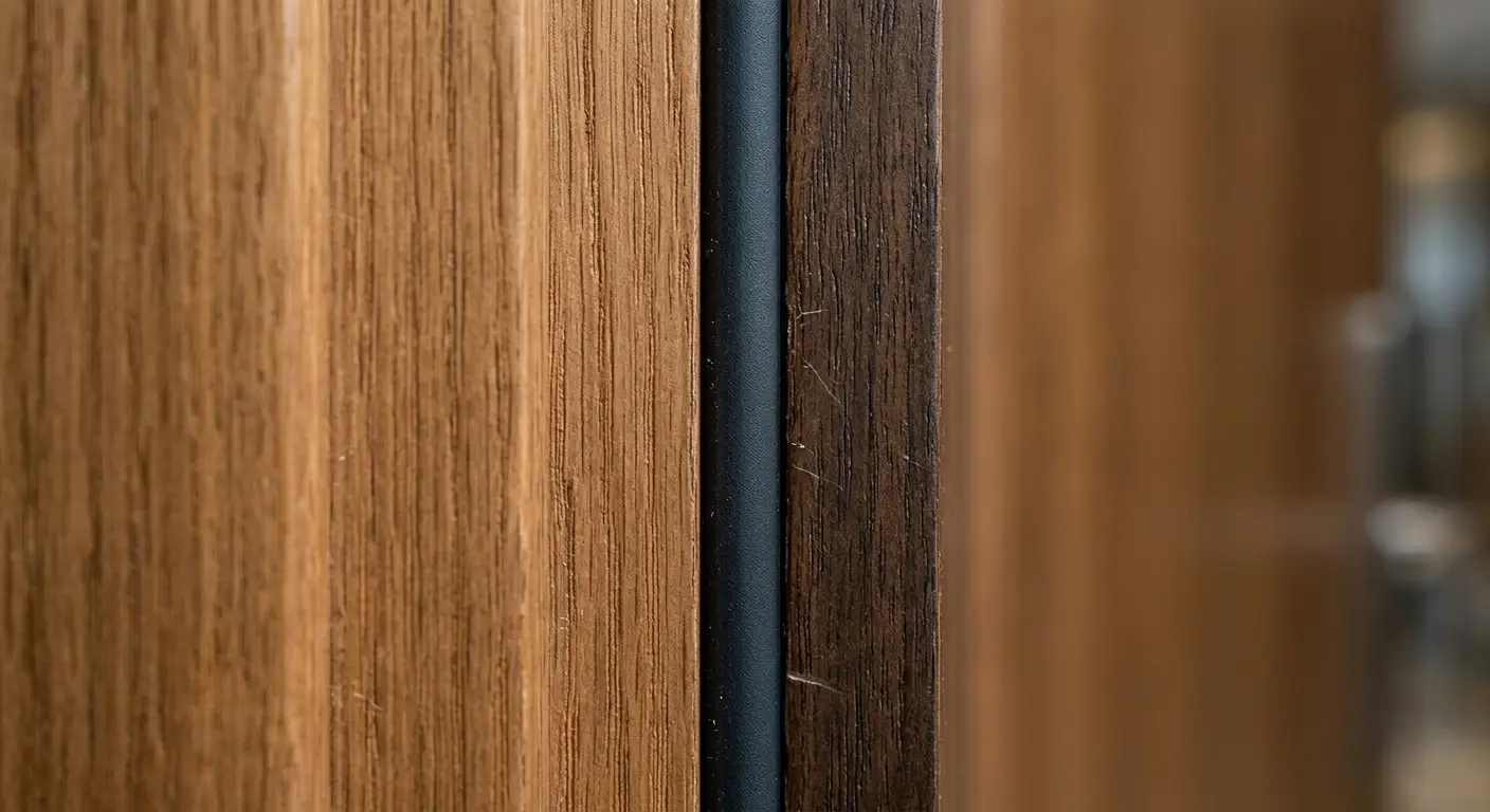 Cận cảnh dải ron ngăn khói chuyên dụng trên cửa gỗ chống cháy EI90