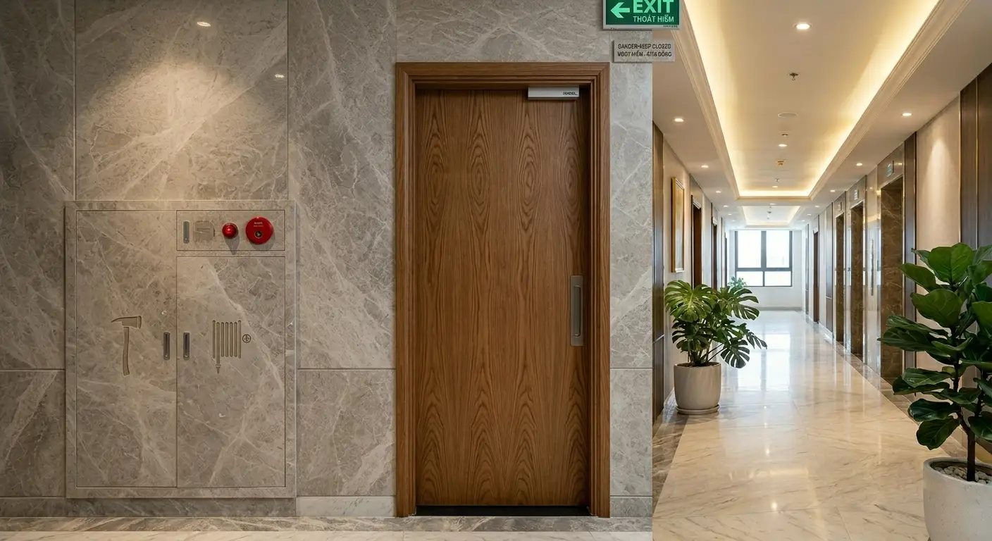 Thẩm mỹ vượt trội của cửa gỗ chống cháy EI90 trong kiến trúc chung cư