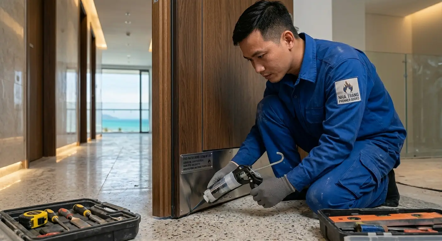 Thi công lắp đặt cửa gỗ chống cháy cho biệt thự ven biển Nha Trang chuyên nghiệp